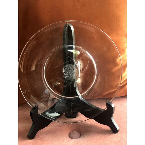 Set of 12 Vintage Etched Rose 9" Clear Glass Salad Dessert Plates Table Decor - Picture 1 of 11